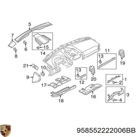 Молдинг (накладка) приборной панели "торпедо", правый 958552222006BB PORSCHE