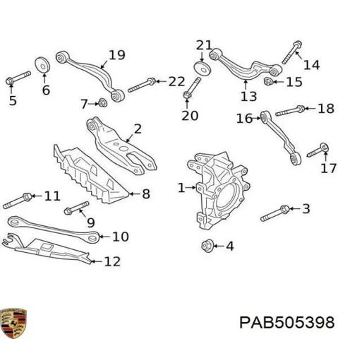 Рычаг задней подвески поперечный, правый PAB505398 PORSCHE