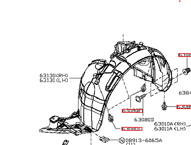 NISSAN 0155305933 Пистон (клип) крепления подкрылка переднего крыла в наличии Киев