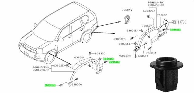 76881JG00A NISSAN Пистон крепления подкрылок купить в Львов
