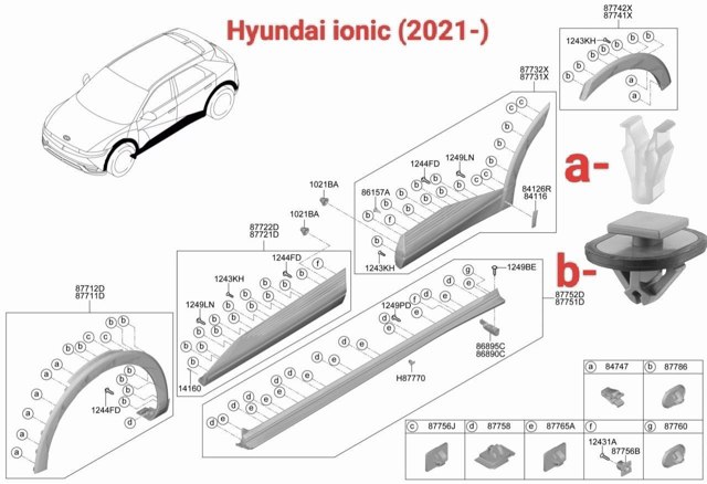 HYUNDAI 847472L000 Пистон (клип) крепления накладок порогов в наличии Каменское
