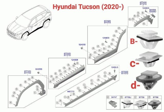87758CW000 HYUNDAI Пистон (клип) крепления накладок порогов купить в Винница