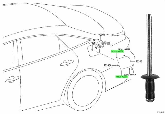 9026906017 TOYOTA Пистон крепления подкрылок купить в Украина