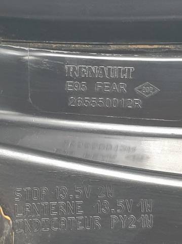 RENAULT 265550012R Фонарь задний левый в наличии Сумы