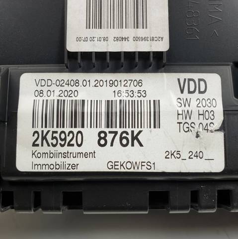 VAG 2K5920876K Приборная доска (щиток приборов) в наличии Павлоград
