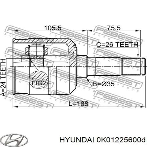 Вал привода, передний левый 0K01225600D HYUNDAI