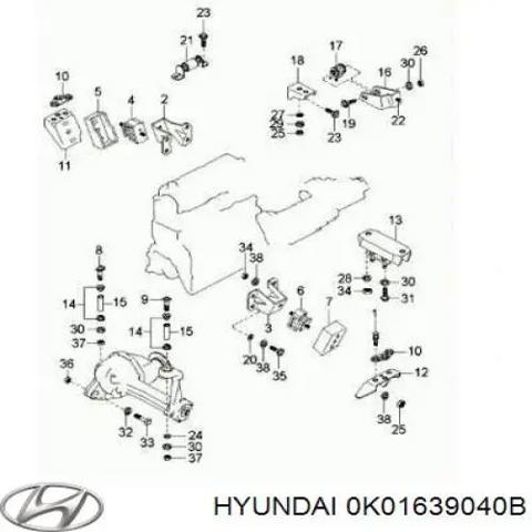 Подушка (опора) двигателя, правая передняя 0K01639040B HYUNDAI