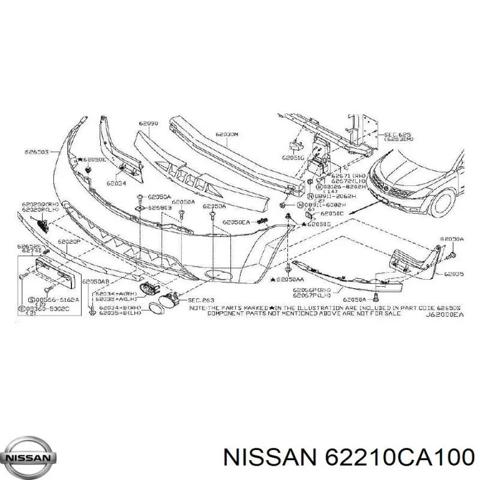 Кронштейн усилителя переднего бампера 62210CA100 NISSAN