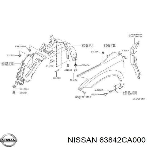 Подкрылок крыла переднего правый задний 63842CA000 NISSAN