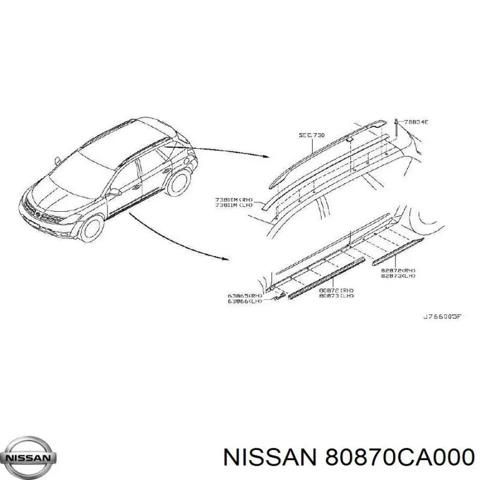 Молдинг передней правой двери, нижний 80870CA000 NISSAN