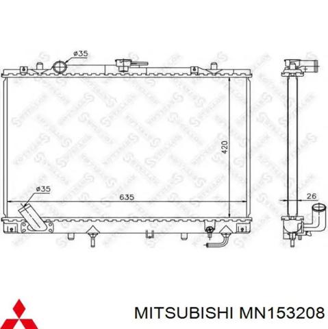 Радиатор системы охлаждения двигателя MN153208 MITSUBISHI