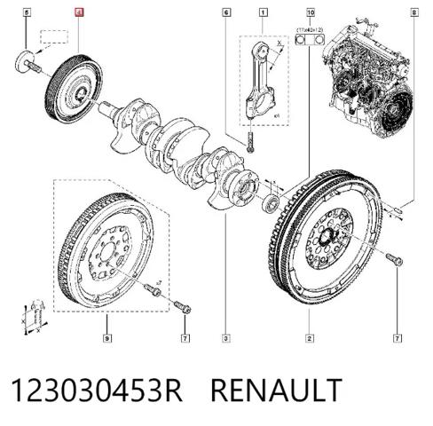 Шкив-демпфер коленвала 123030453R RENAULT