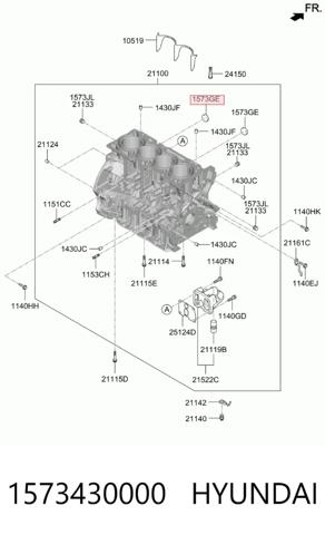 Заглушка блока цилиндров 1573430000 HYUNDAI