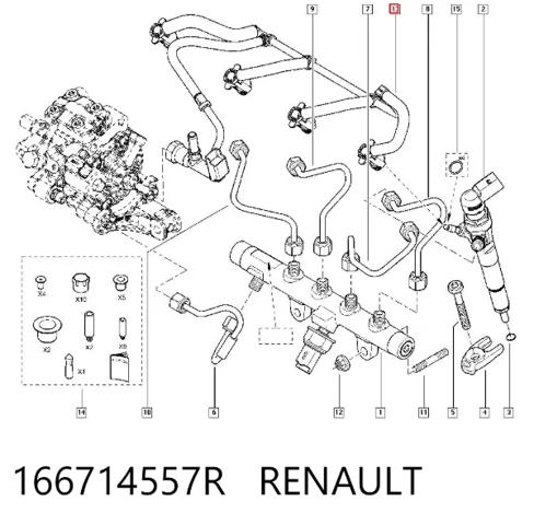 Обратная топливная трубка от форсунок 166714557R RENAULT