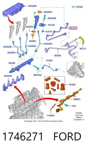 Обратная топливная трубка от форсунок 1746271 FORD