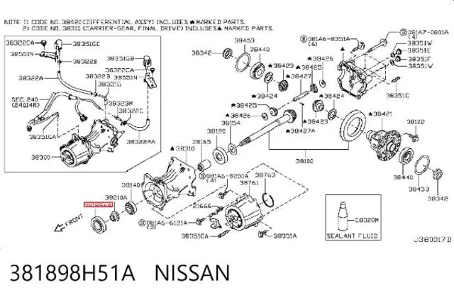 Сальник хвостовика редуктора заднего моста Nissan X-Trail