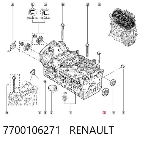 Заглушка блока цилиндров Renault Scenic GRAND 3