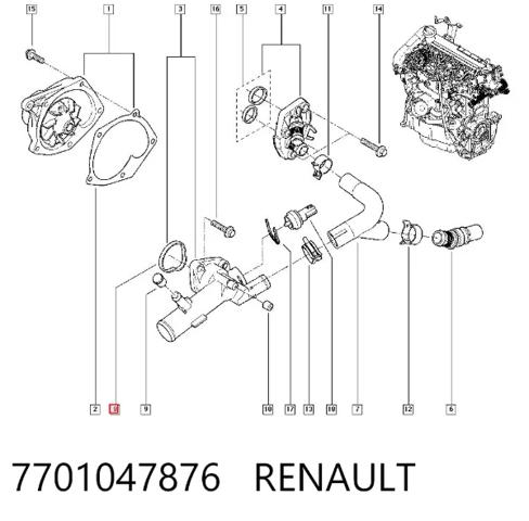 Прокладка корпуса термостата 7701047876 RENAULT