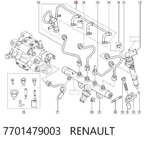 Обратная топливная трубка от форсунок 7701479003 RENAULT