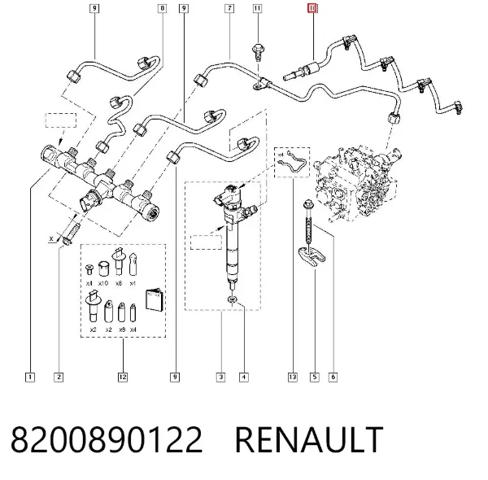 Обратная топливная трубка от форсунок 8200890122 RENAULT