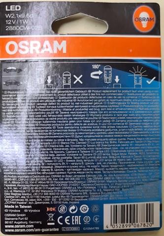 OSRAM 2880CW02B Лампочка освещения салона в наличии Каменское