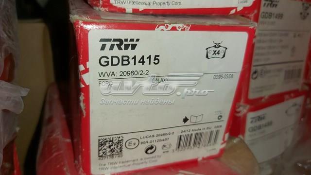 Trw колодки тормозные задние дисковые GDB1415