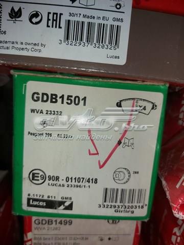 Trw колодки тормозные передние дисковые GDB1501