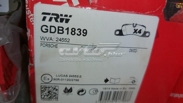Задние дисковые колодки GDB1839 TRW
