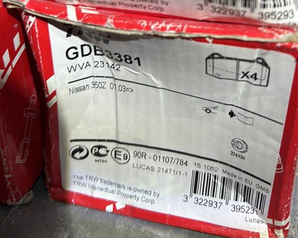 Колодки GDB3381 TRW
