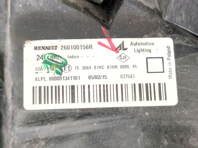 RENAULT 260100156R Фара правая в наличии Киев