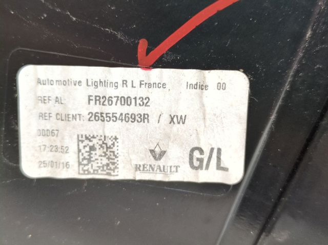 RENAULT 265554693R Фонарь задний левый внутренний в наличии Чернигов