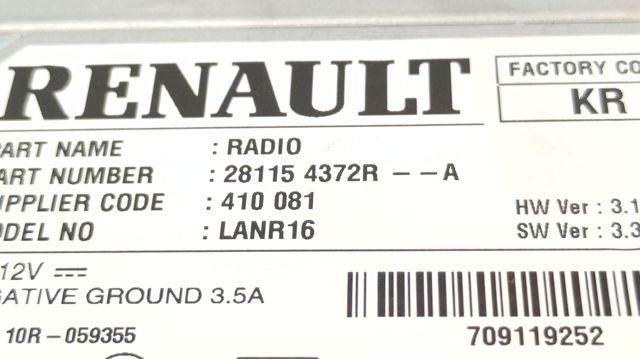 281154372R RENAULT Магнитола (радио AM/FM) купить в Днепр
