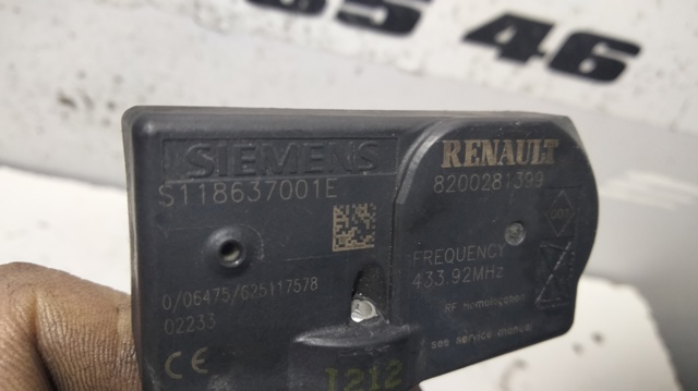 RENAULT 8200281399 Датчик давления в шинах в наличии Черкассы