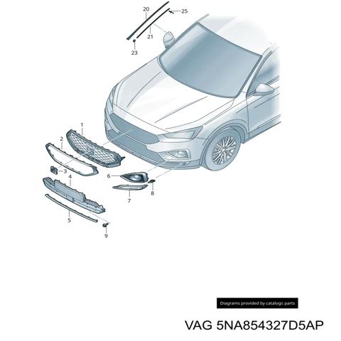 Защитная накладка переднего стекла левая 5NA854327D5AP VAG