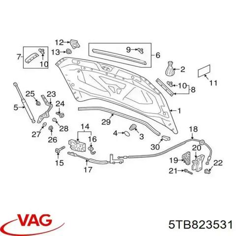 Трос открывания капота, передний 5TB823531 VAG