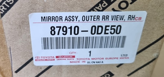 TOYOTA 879100DE50 Правое зеркало в наличии Днепр