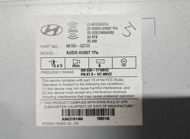 961803Q700 HYUNDAI Магнитола (радио AM/FM) купить в Черкассы
