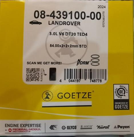 Кольца поршневые STD на 1 цилиндр 0843910000 GOETZE