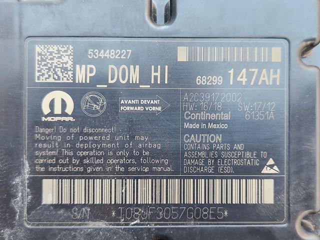 CHRYSLER 68299147AH Модуль-процессор управления подушкой безопасности (ЭБУ AIRBAG) в наличии Ровно