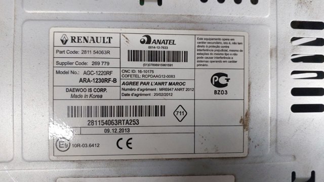 281154063R RENAULT Магнитола (радио AM/FM) купить в Чернигов