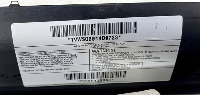 AIRBAG, шторка боковая правая 55351258AJ CHRYSLER
