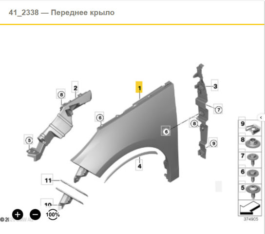 Переднее левое крыло 51647375893 BMW