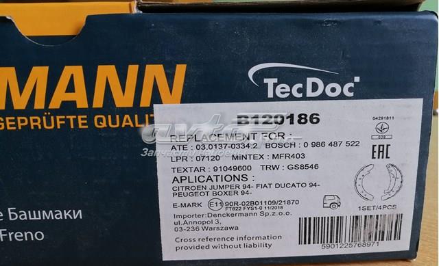 DENCKERMANN B120186 Колодки тормозные задние барабанные в наличии Каменское