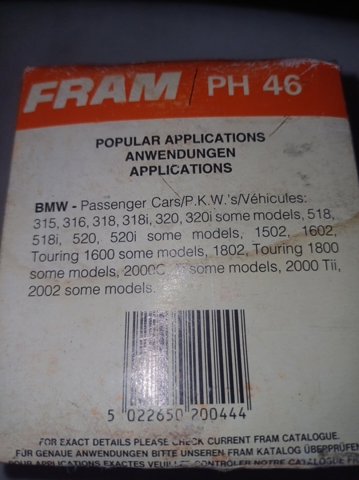 FRAM PH46 Фильтр масляный в наличии Тернополь