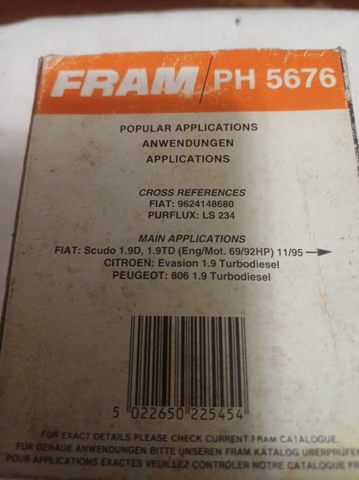 FRAM PH5676 Масляный фильтр в наличии Николаев