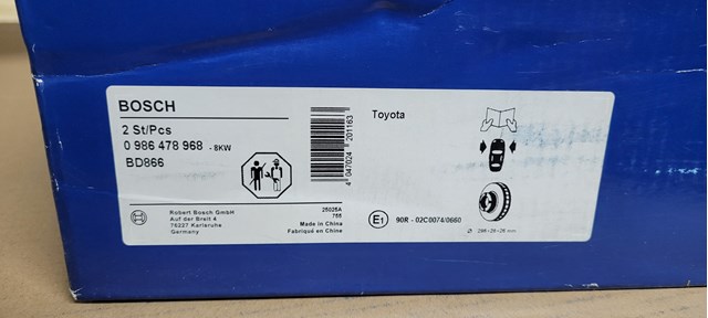 BOSCH 0986478968 Передние тормозные диски в наличии Житомир