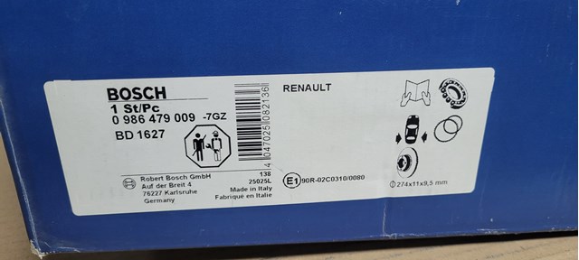 0986479009 BOSCH Тормозные диски купить в Львов
