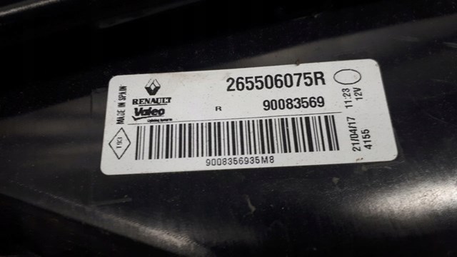 RENAULT 265506075R Фонарь задний правый внутренний в наличии Львов