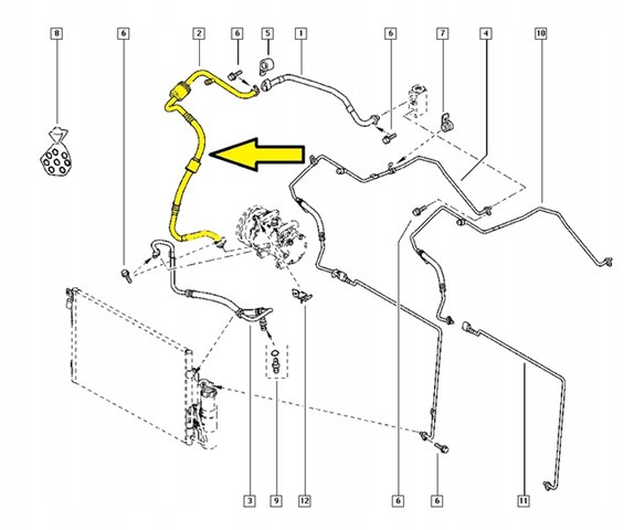 924805330R RENAULT Шланг кондиционера, от испарителя к компрессору купить в Сумы