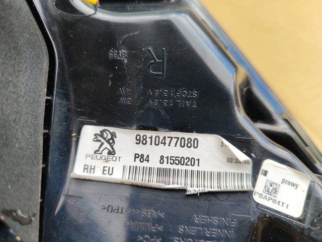 9810477080 PEUGEOT Фонарь задний правый внешний купить в Павлоград
